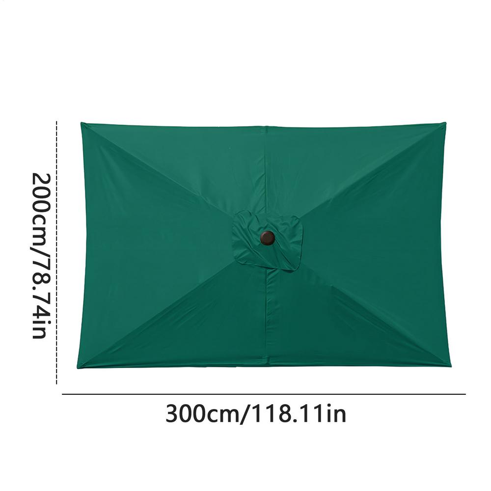 Auvent de parapluie 6,6 x 10 pieds, Parasol rectangulaire de remplacement en tissu, Protection UV, Parasol pour balcon extérieur décalé, pique-nique: green