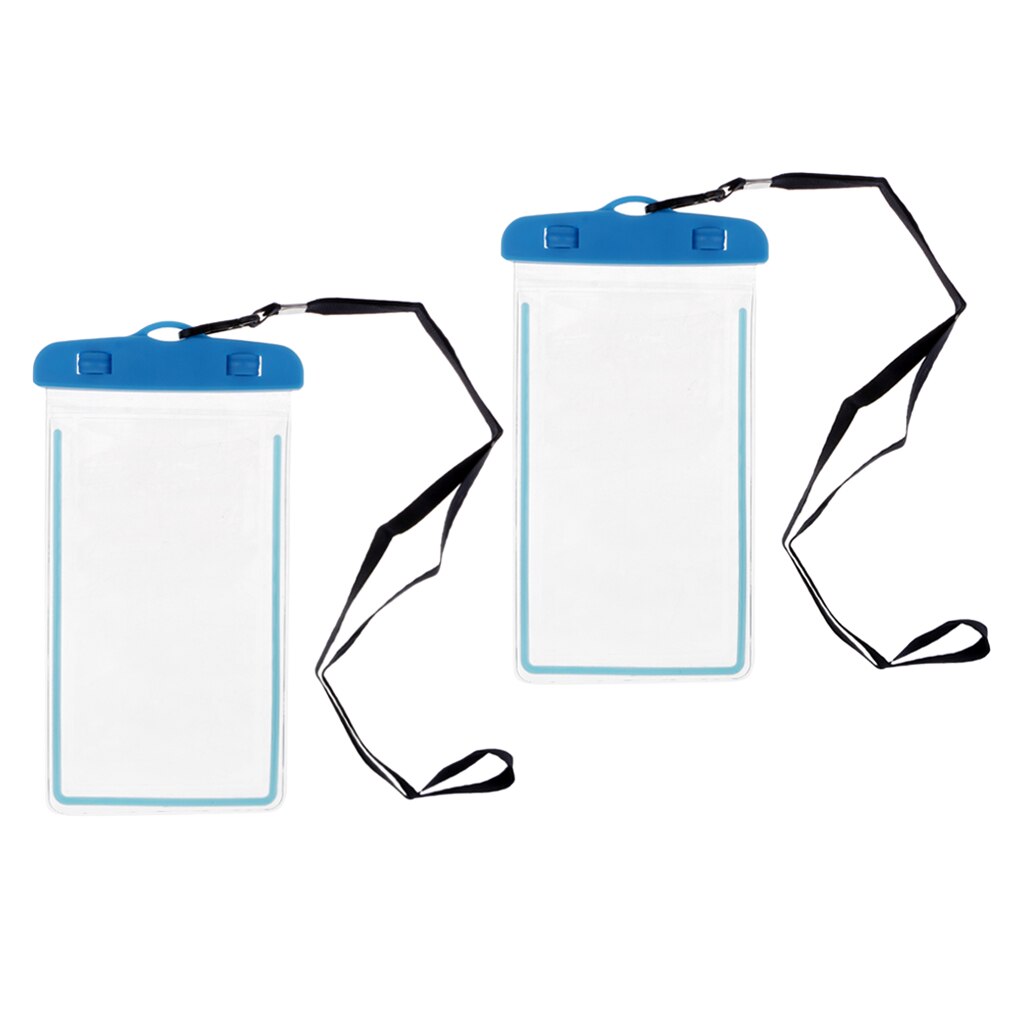 2 Onderwater Waterdichte Mobiele Telefoon Pouch Dry Bag Case Cover Touchscreen Blauw