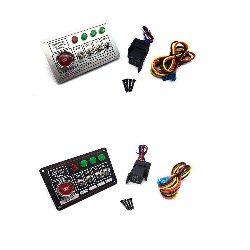 12V Ignition Switch Panel Engine Push Button LED Toggle Racing Auto