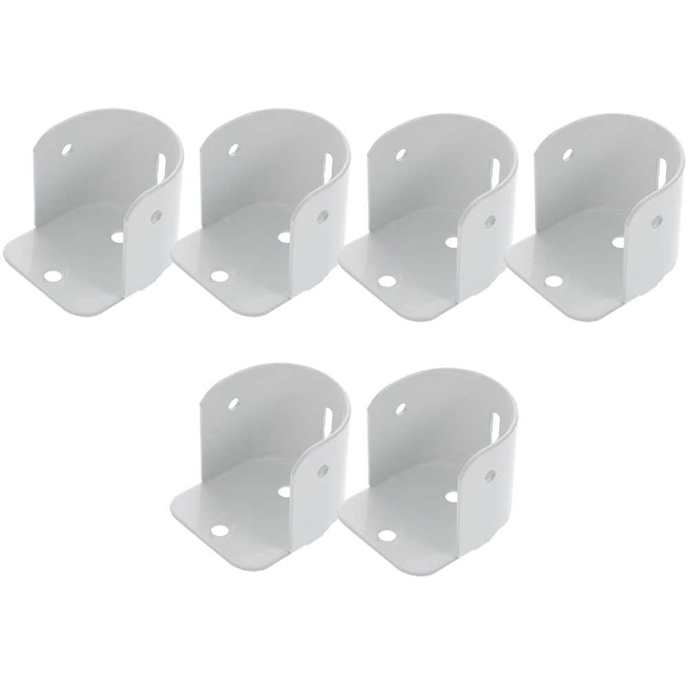 Soporte de barra de armario blanco, soporte ajustable para cortina de ducha, soportes de montaje en pared, Hardware para mejorar el hogar, soporte de barra de armario, 6 uds.: Default Title