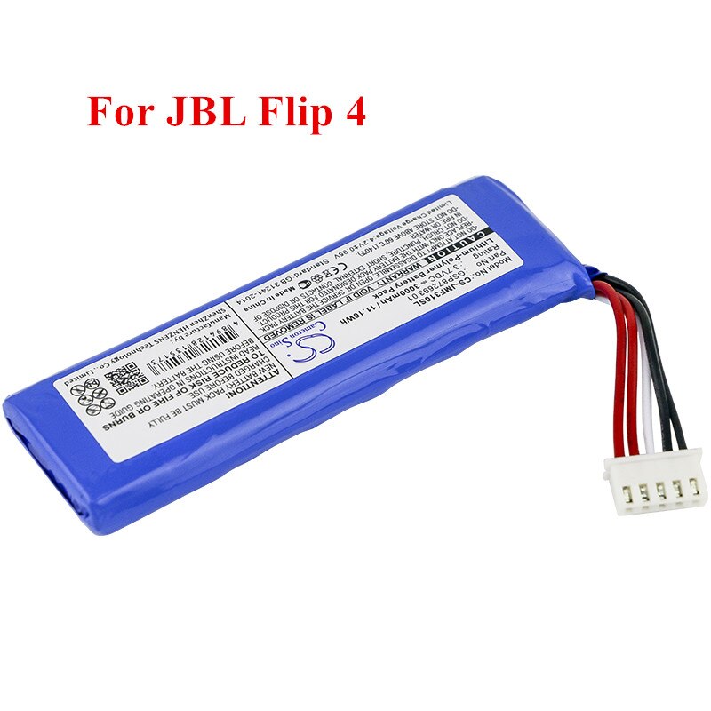 Cameron Sino GSP872693 01 Battery for JBL Flip 4, Flip 4 Special Edition 3.7v 3000mAh Li-Polymer Flip 4 Speaker Batteria