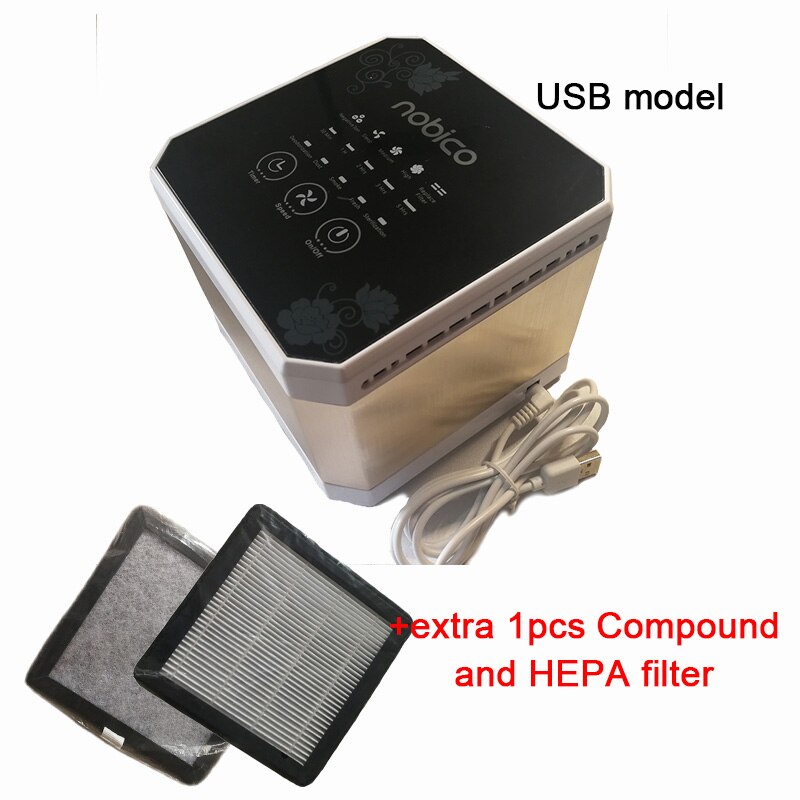 Mini Luftreiniger Luft Ionisator 5V USB Negativ Ionen Generator berühren Luft Reiniger Echter HEPA-Filter Rauch Gerüche Allergene hause Auto: extra 1C1H Filter