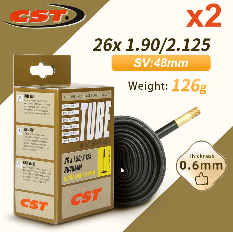2PCS CST Bike Ultra-Light Inner Tube 26/27.5/29/700c For MTB Road Bike Tyre Butyl Rubber Competition Grade Bicycle Interior Tire: GRAY