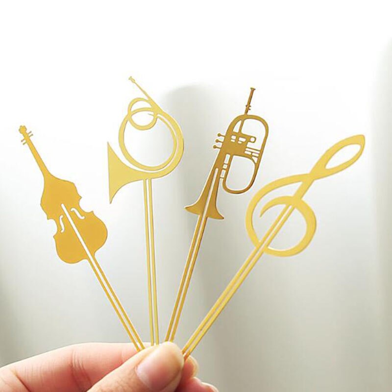 Instrumentos musicales occidentales de , marcapáginas de música creativos de Metal, marcapáginas para oficina, papelería de aprendizaje, de negocios