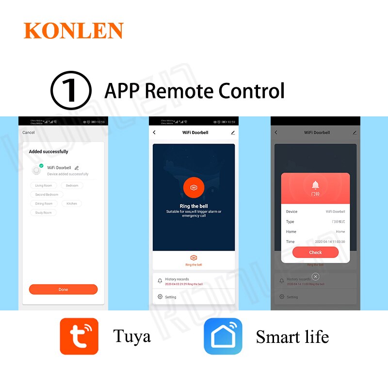 WIFI Tuya Smart Doorbell Home SOS Emergency Call Panic Button Wireless Melody Chime Ring Bell Ding Dong Smart Life App Alert