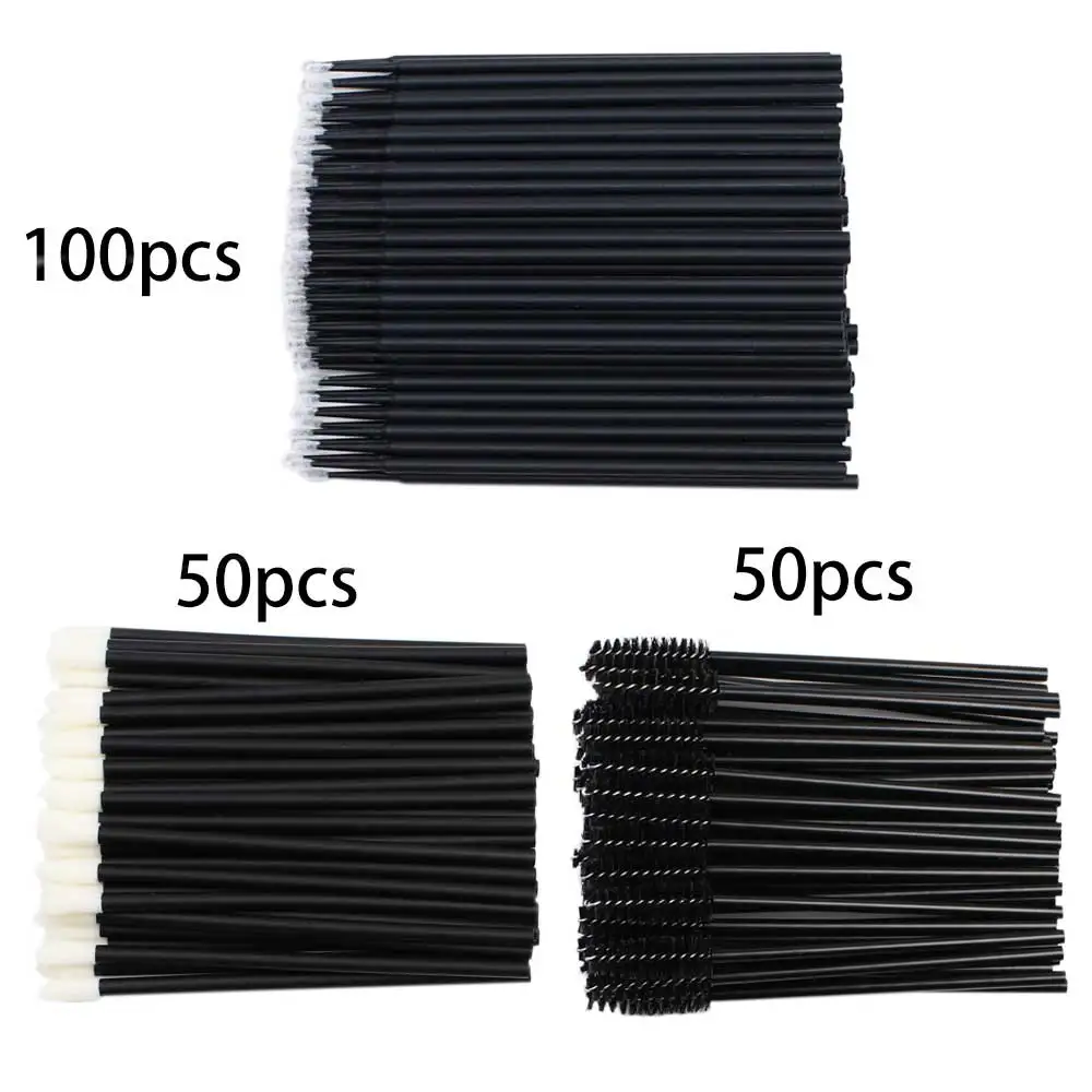 200pcs Disposable Brushes Set Mascara Wands Lip Brushes Microbrush Applicator Swab for Eyelash Extension Eyebrow Makeup Tools: Brown