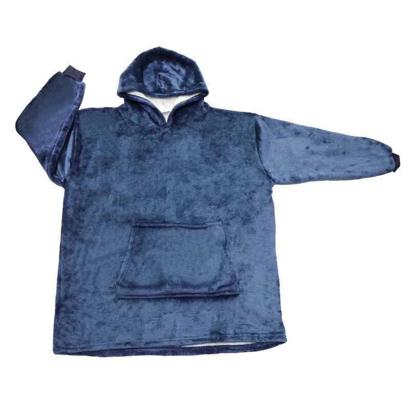 Microfiber Pluche Coral Fleece Sherpa Deken Met Mouwen Super Zachte Warme Outdoor Pocket Hoodie Volwassen Winter Hooded Tv Deken: Blue TV Blanket