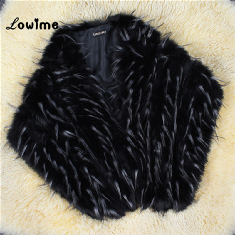 Multi Farbe Auf Lagerbier Bolero Frauen Faux Fell Hochzeit Jacke Günstige Pelz Schal Braut zucken Kap Mariage Winter Braut Mantel Neue: 2.