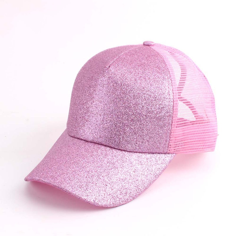 Summer Mesh Baseball Caps For Women Glitter Matte Ponytail Cap Shining Sequins Messy Bun Snapback Hip Hop Hat