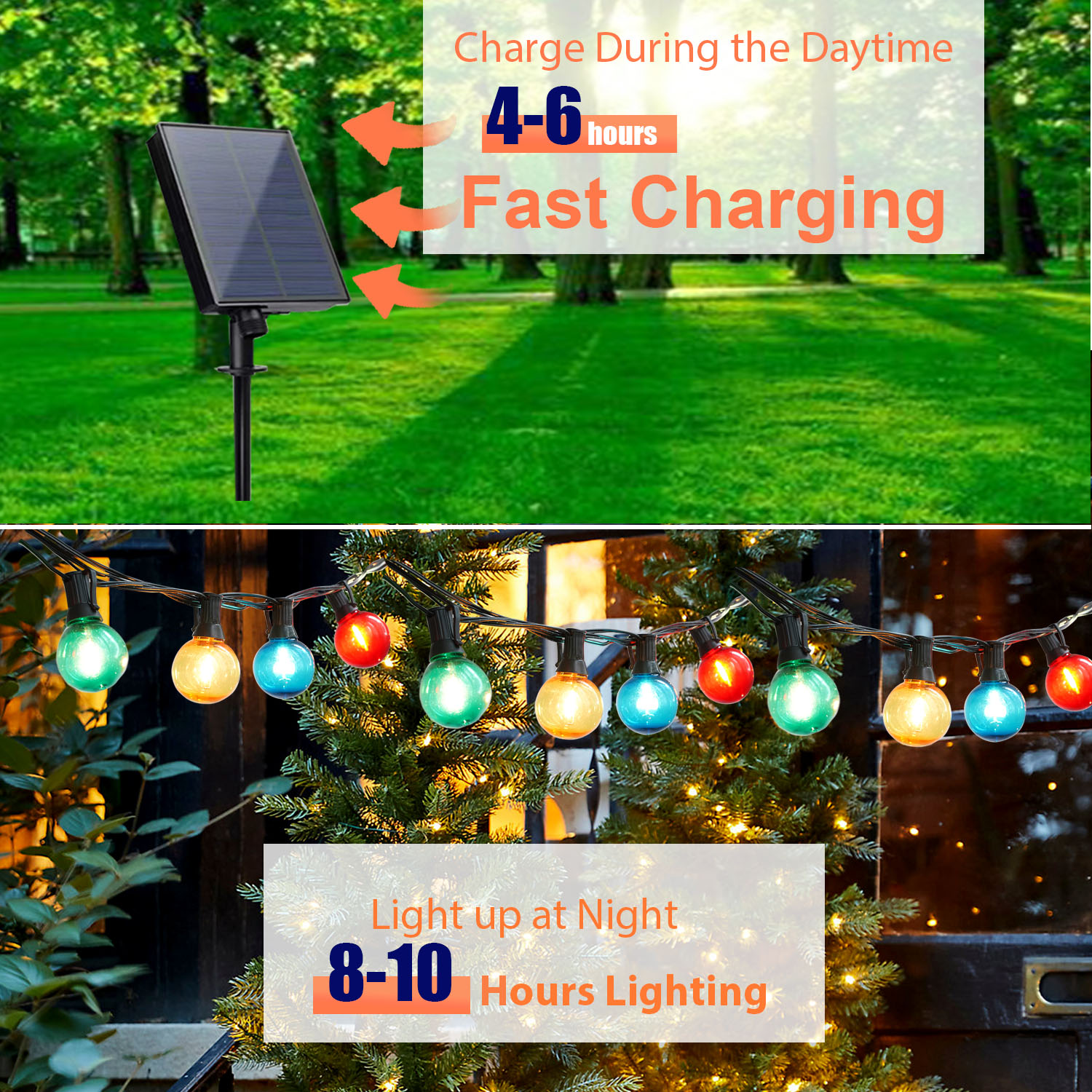 21m soldrevne led-lyskæder med  g40 pærer, guirlande til udendørs have, til jul, bryllupsfest, campingdekoration