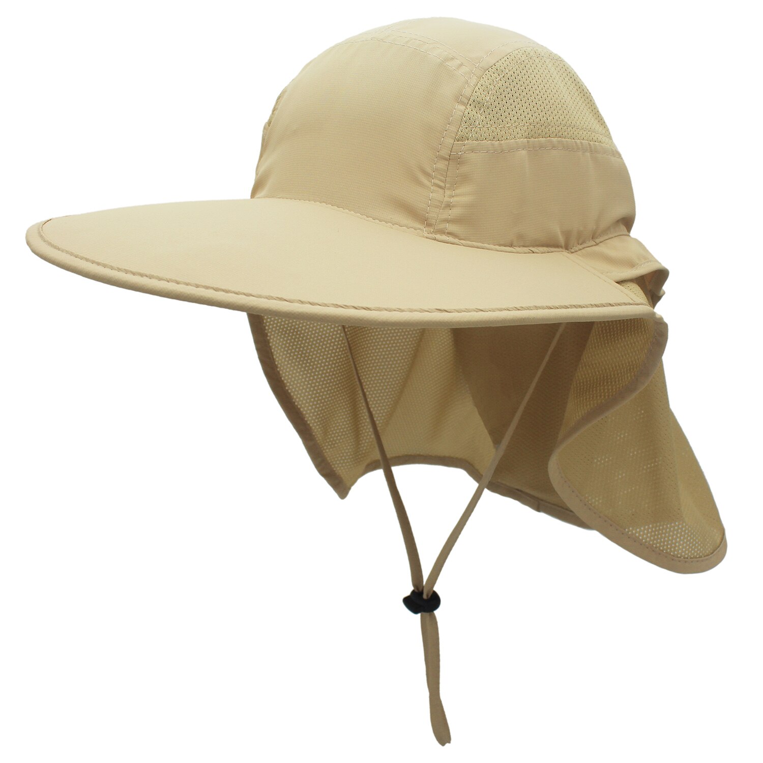 Outfly bredbredt solhat til mænd og kvinder om sommeren polyester hurtigtørrende hat bjergfiskeri spand hatte med nakkebeskyttelse