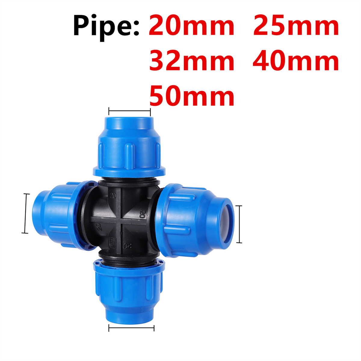 PVC PE Tube Tap Water Splitter 20/25/32/40/50mm Plastic Quick Valve Connector Garden Lawn Orchard Irrigation Water Pipe Fittings: Silver / 3/4''