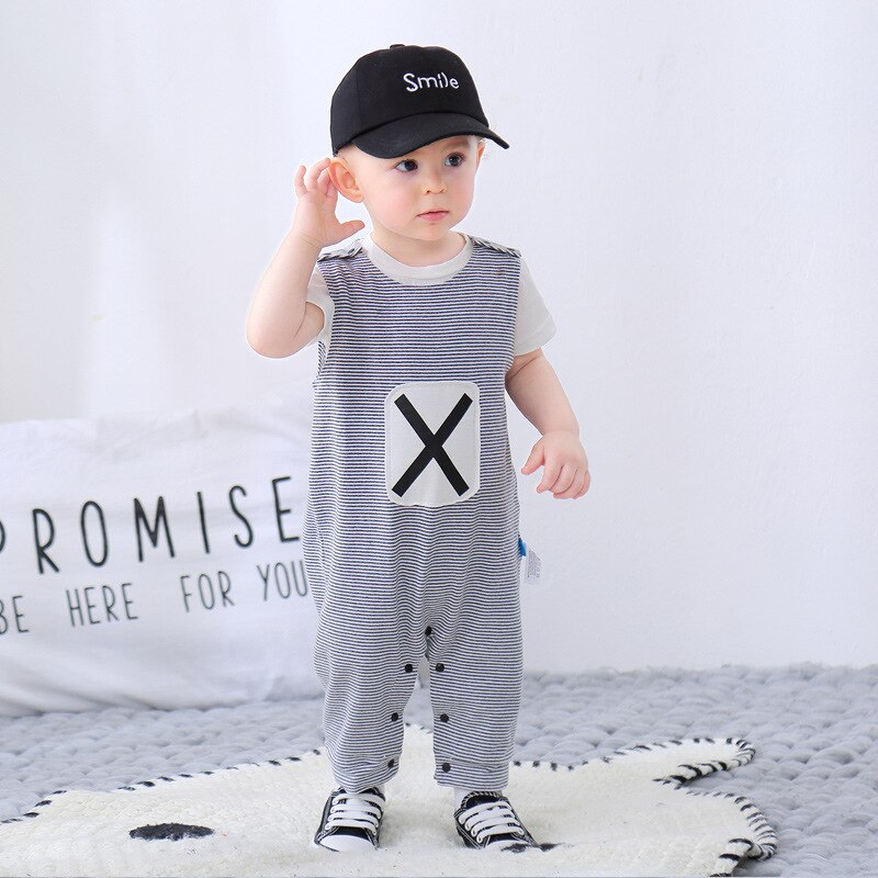 Baby Boys Summer Jumpsuit Toddler Clothing Newborn Boys Buttons Striped Romper Kids Sleeveless Romper Baby Clothes