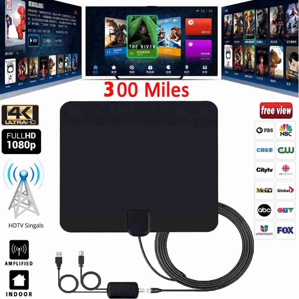 TWISTER.CK Ultra Thin Flat Indoor HDTV Amplified HD TV Signal Antenna 16FT Coax 300 Miles