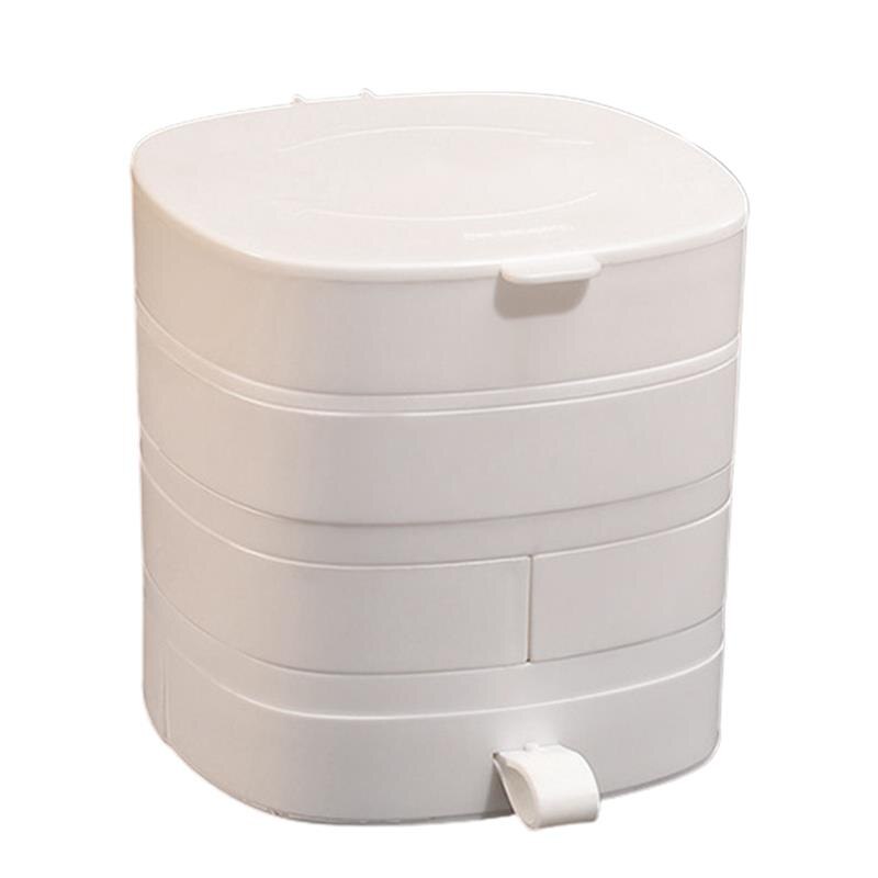 Rotating Jewelry Box Multi Layer Jewelry Organizer Functional Earrings Necklace Ring Classification Storage Organizer: white