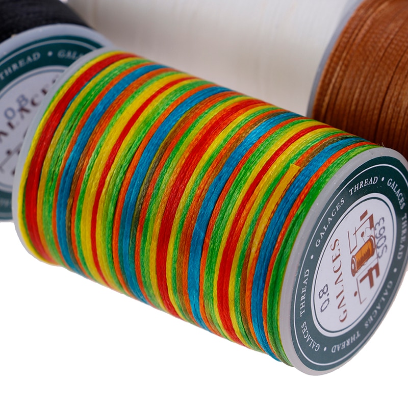 Grand fil à coudre Polyester cordon ciré fil cuir 0.8mm pour bricolage outil couture à la main fil multicolore 90 mètre