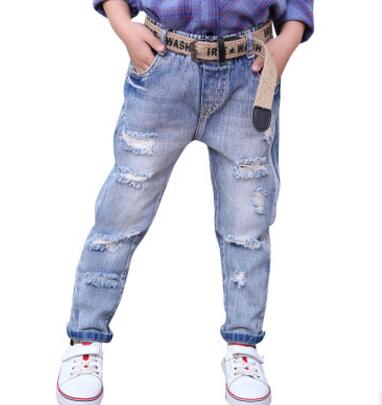 Barn jeans bär trasiga hål jeans baby girl vår och höst långa trasiga byxor denim byxa barn jeans för flickor: 6t