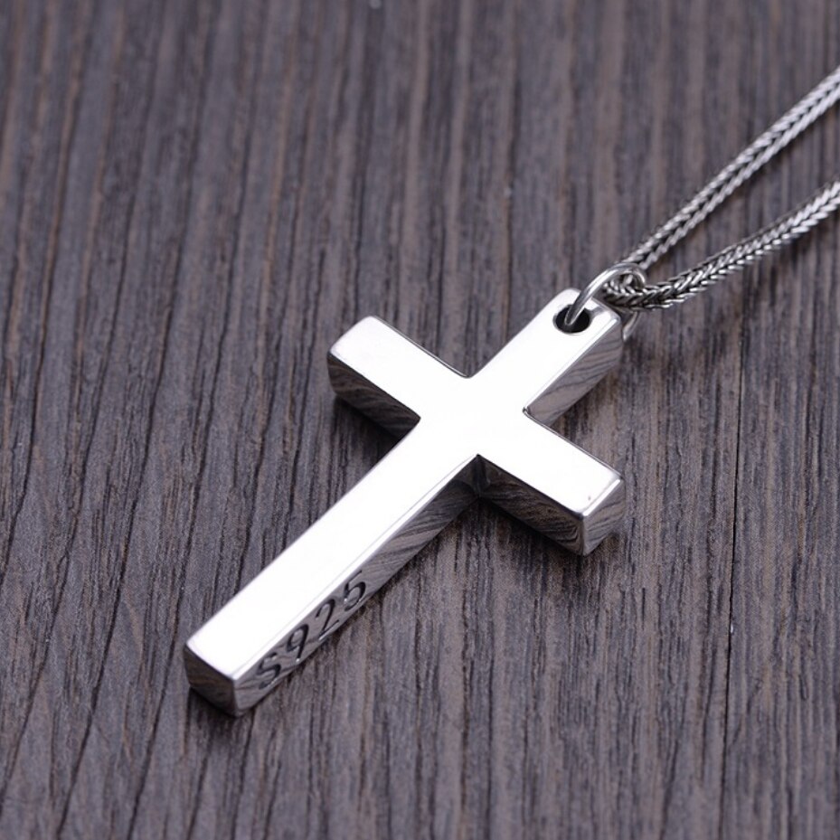 S925 Sterling Zilver Minimalistische Heldere Kruis Hanger Voor Wome Mannen Minnaar Puur Zilver Mode Christian Sieraden Ketting Accessoires