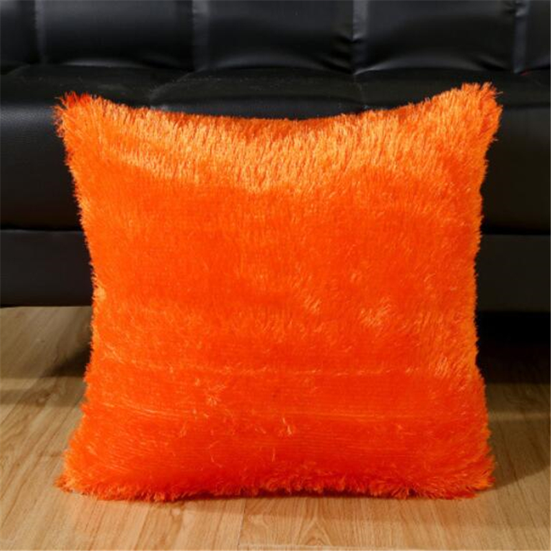 Plysj putetrekk myk plysj imitert pels putetrekk hjemme dekorative putetrekk hotell hjemme pute puter til sofa bil stol: Oransje