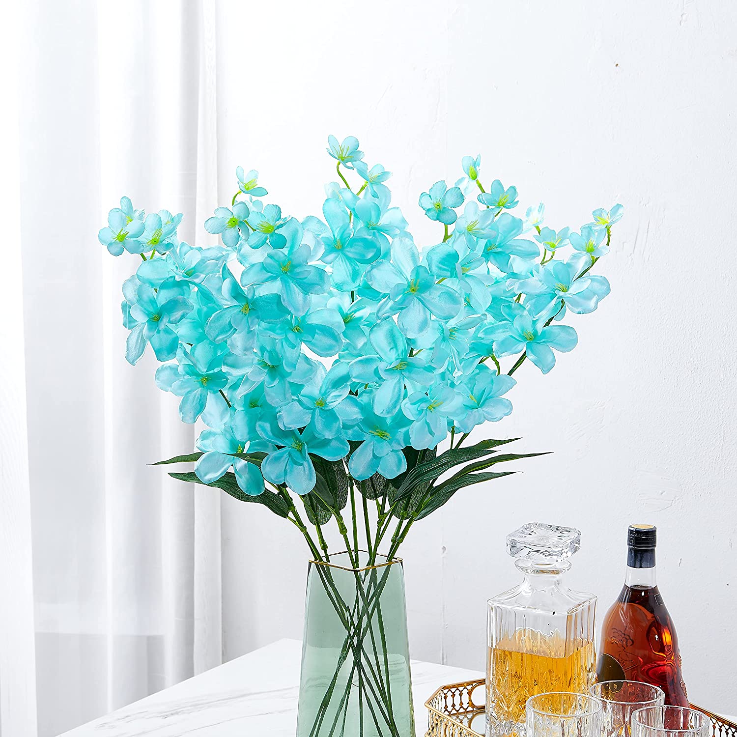 10pcs Artificial Orchids Flowers Blue Long Stems in Bulk for Wedding Home: Tiffany