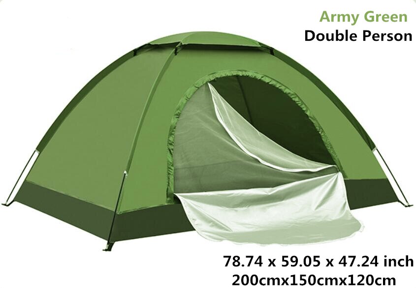 Tiendas de campaña al aire libre Camping impermeable portátil tienda de campaña anti-UV 2 Persona sombra de sol ultraligero tienda 200x120x110cm: ArmyGreen-2 Person