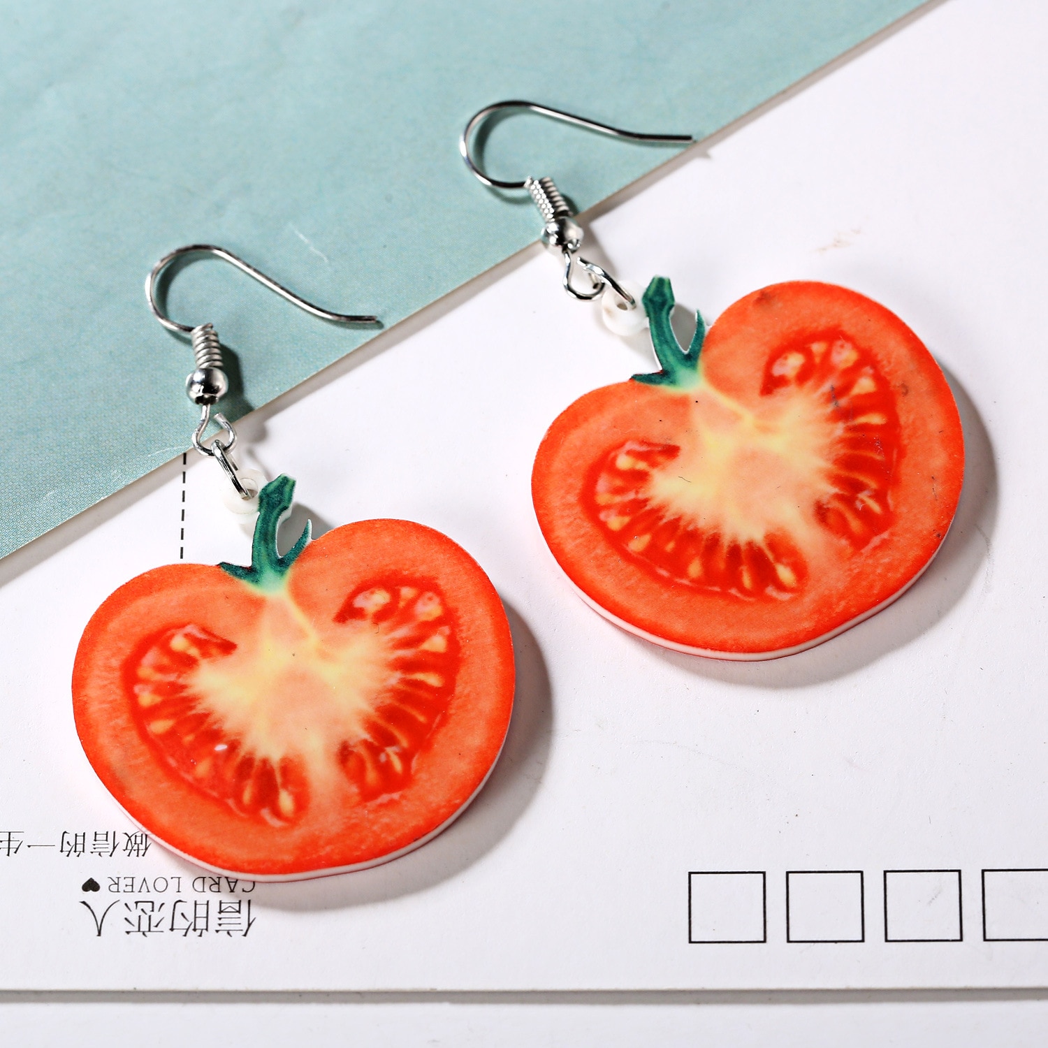 Boucles d'oreilles pastèque acrylique boucles d'oreilles goutte de fruits mignon fraise concombre Dragon pin pomme tomate Kiwi Orange pomme boucles d'oreilles