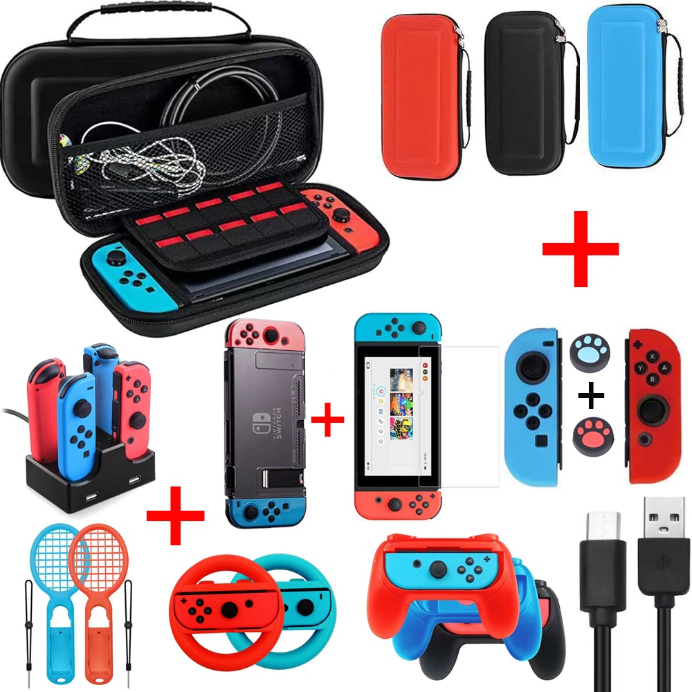 9 in 1 per gioco nintendo switch Kit accessori nintedo con impugnature per volante custodia in Silicone nitendo swich Joy-con