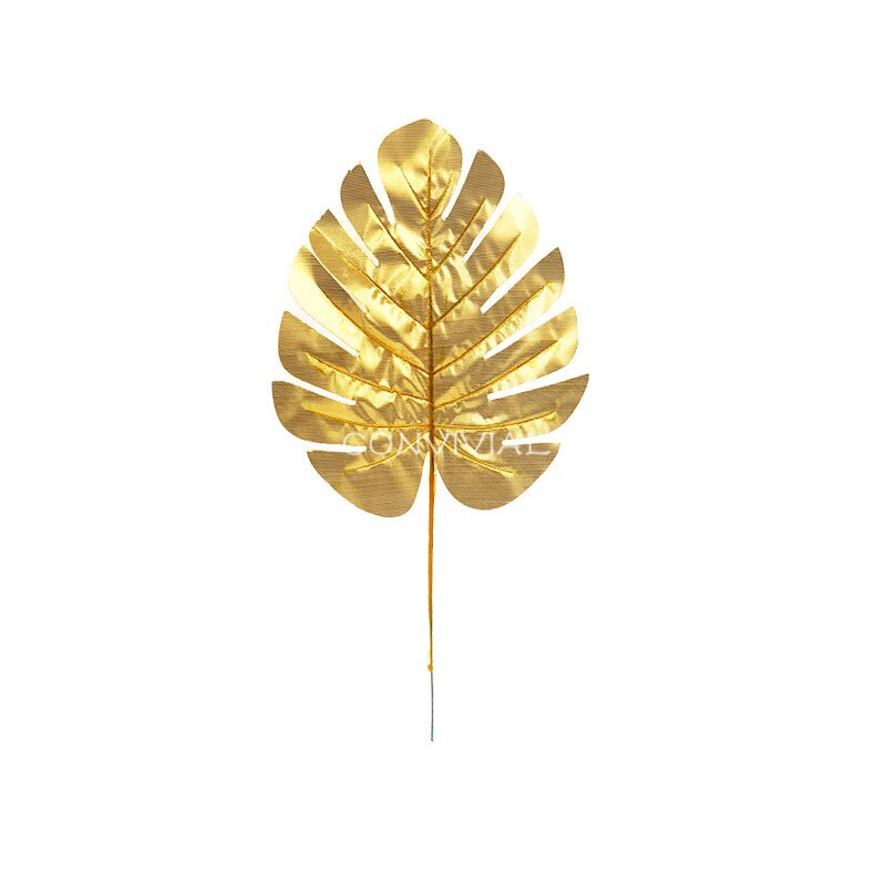 1pc Goud Kleur Bladeren Rotan Bruiloft Decoratie Kunstmatige Planten Doek Nep Monstera Leaf Muur Home Decor Feestartikelen