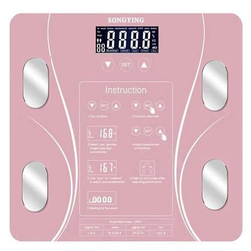Fat Scale In English Simplified And Traditional Scales Intelligent Body Fat Scale Body Scale Weight Scale Health Scale: Pink