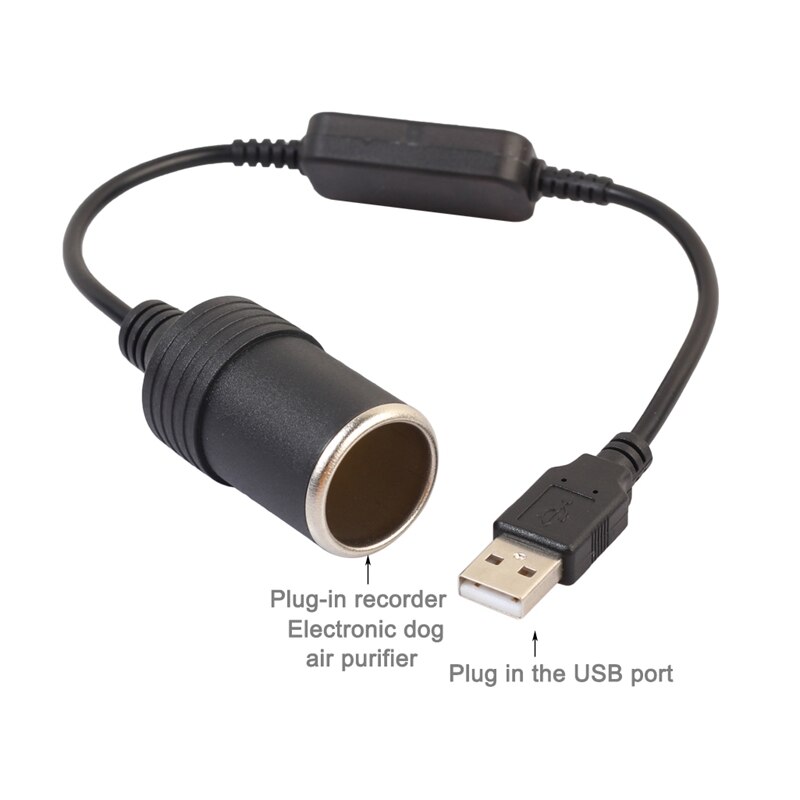 Usb 5V Naar 12V Sigarettenaansteker Power Vrouwelijke Converter Adapter Kabel