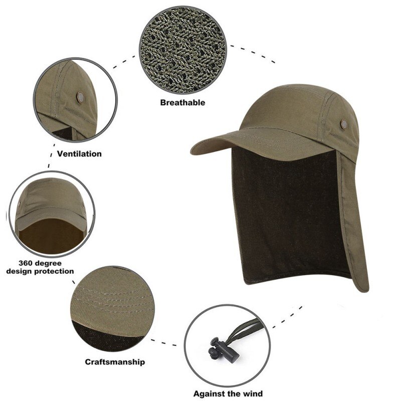 1 PC Vissen Cap met Oor Nek Flap Cover Verstelbare Waterdicht Zonnescherm Vouwen Mesh Sport Hoed Outdoor Sportkleding Pro