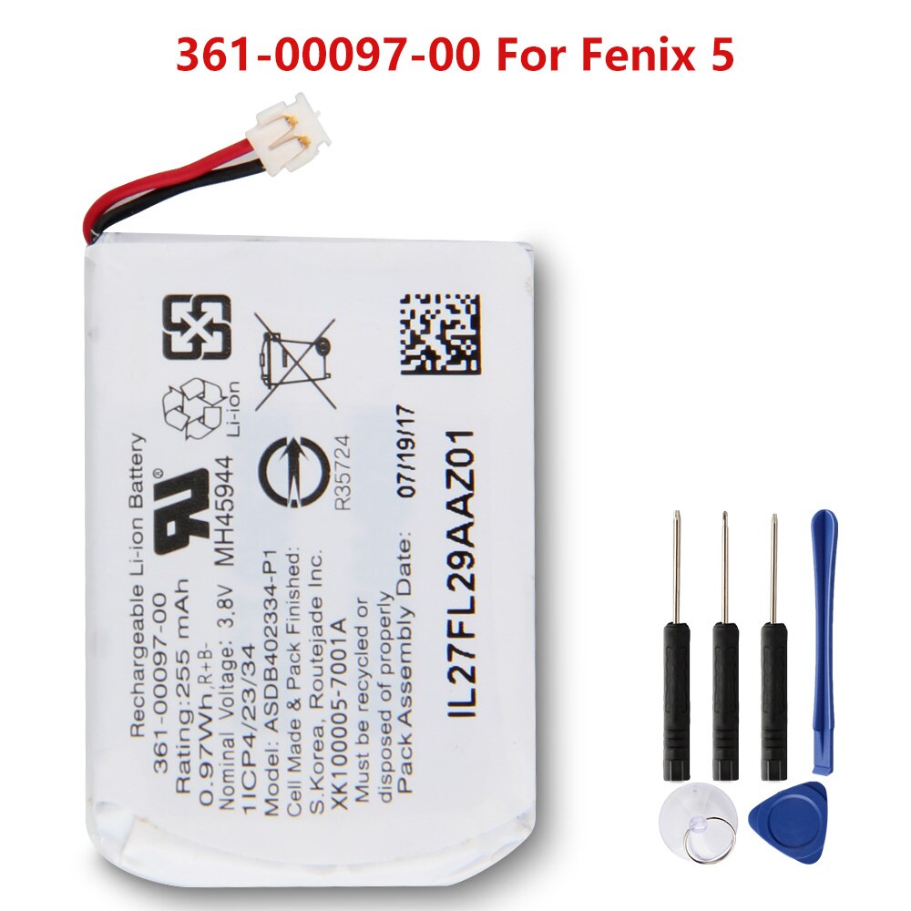 Original Ersatz Batterie 361-00097-00 Für Garmin Fenix 5 Fenix 5S 361-00096-00 batterie 255mAh 361-00098-00 Für Fenix 5X: Pro Fenix 5