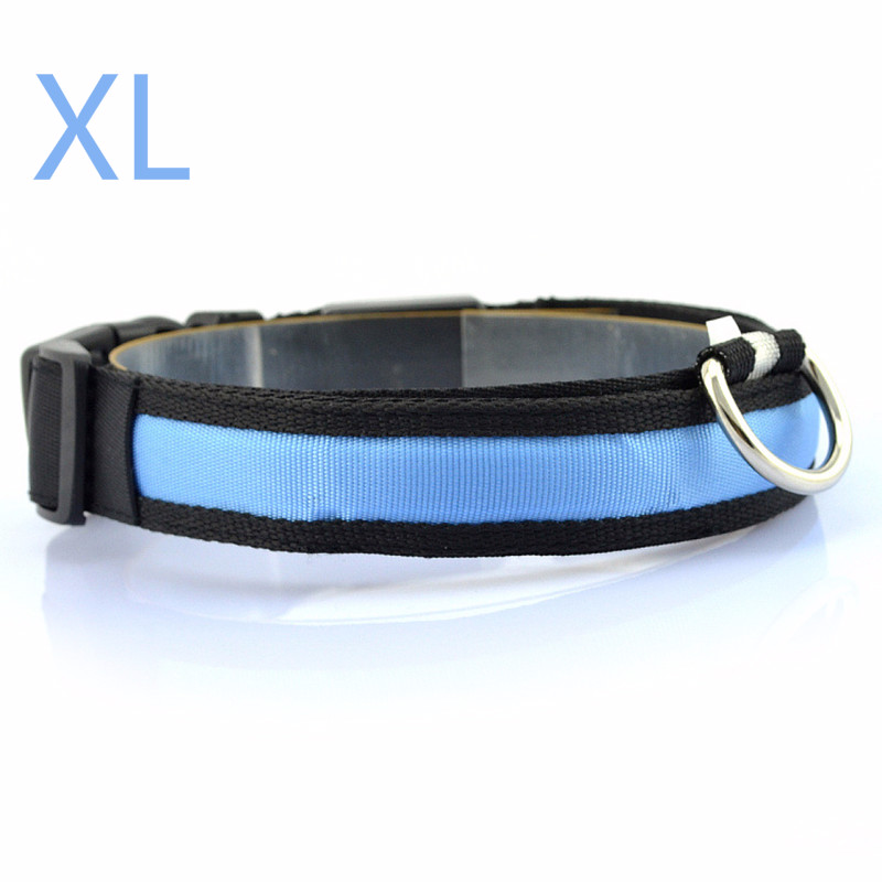 LED Flashlight Dog Cat Collar Glowing Collar Lamp Night Safety Pet Leads Necklace Luminous Bright Decoration Collars For Dogs: Blue XL