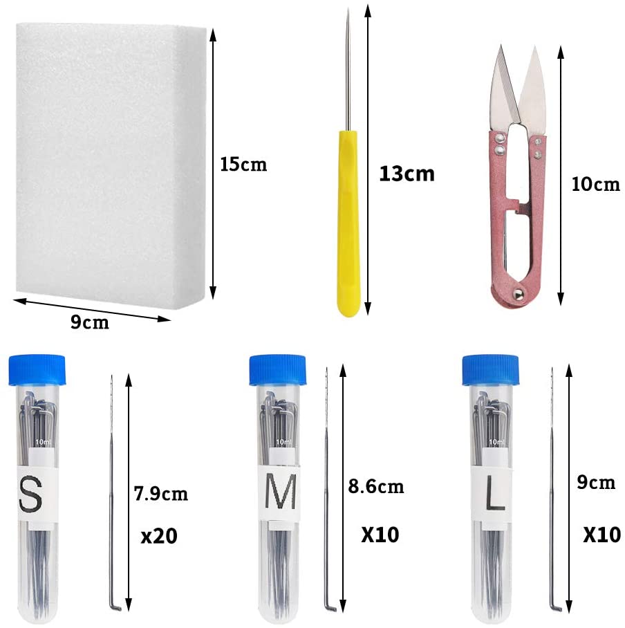 LMDZ – Kit de feutrage à l'aiguille avec 3 tailles, épingles à coudre, tapis en mousse, ciseaux pour débutant, accessoires professionnels de couture