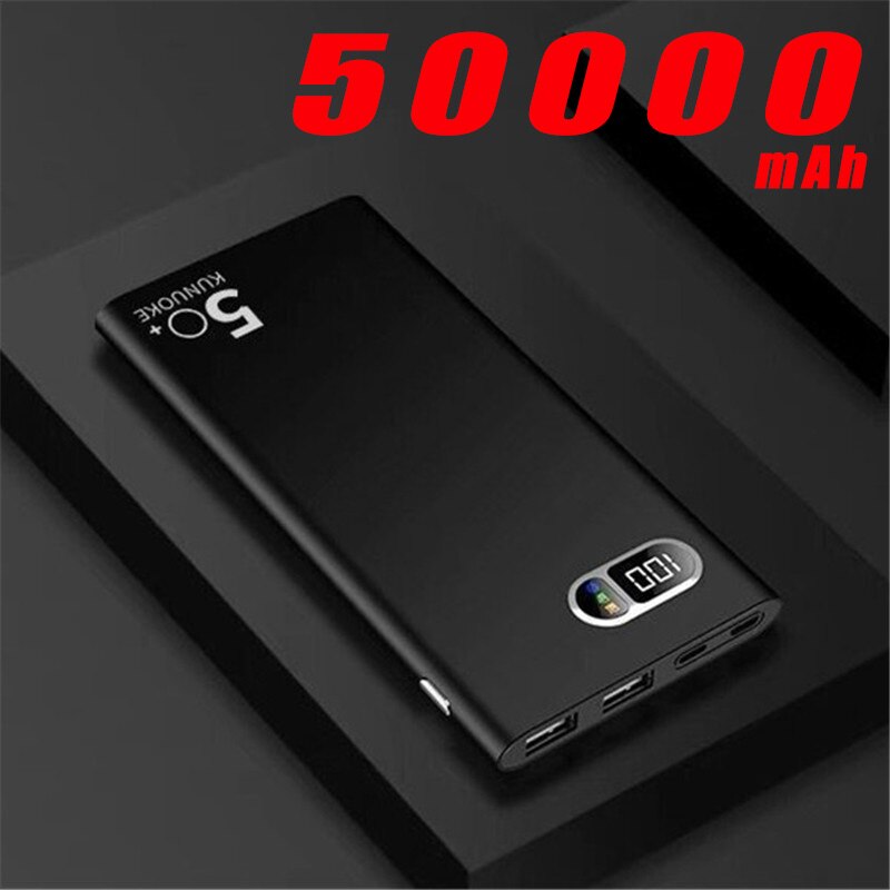 Power Bank 50000mA Large Capacity 2USB Digital Display Outdoor Travel Emergency Ultra-thin Mobile Power Portable Charg