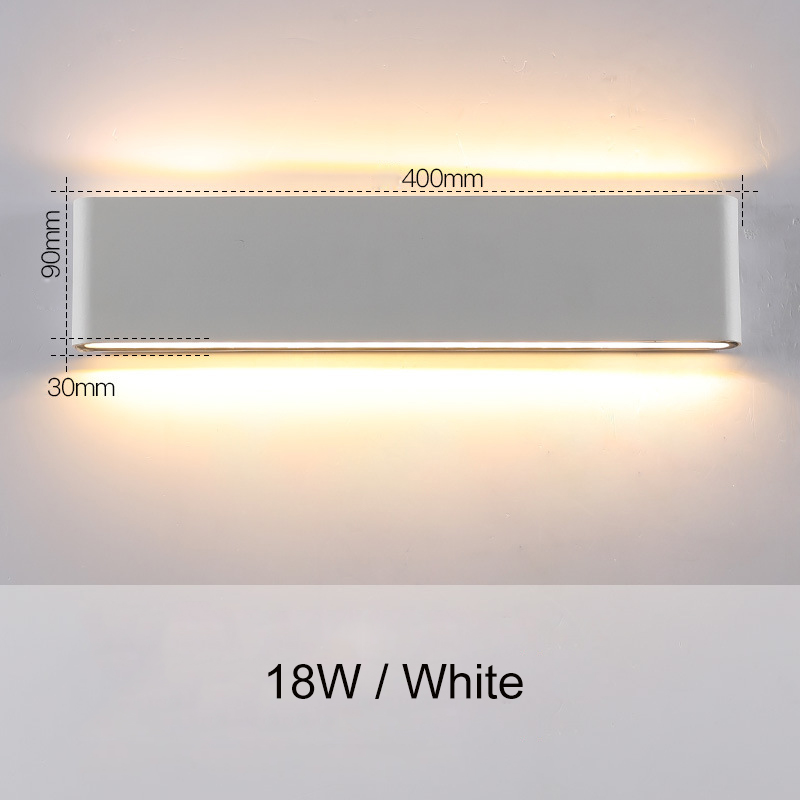Moderne vandtæt udendørs 18w led væglampe  ip65 aluminium op og ned væglampe have veranda sconce lys 110v 220v zbw 0011: 18w- hvid krop / Kølig hvid