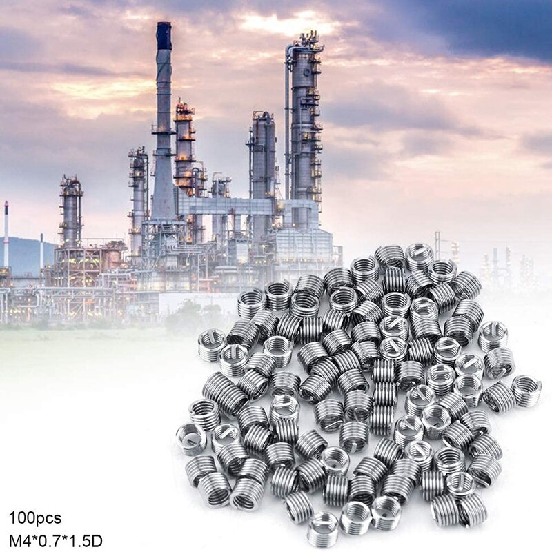 100Pcs Wire Insert Thread, M4 Heli Coil Thread Repair Stainless Steel SS304 Thread Insert Coiled Wire Insert (M40.71.5D)