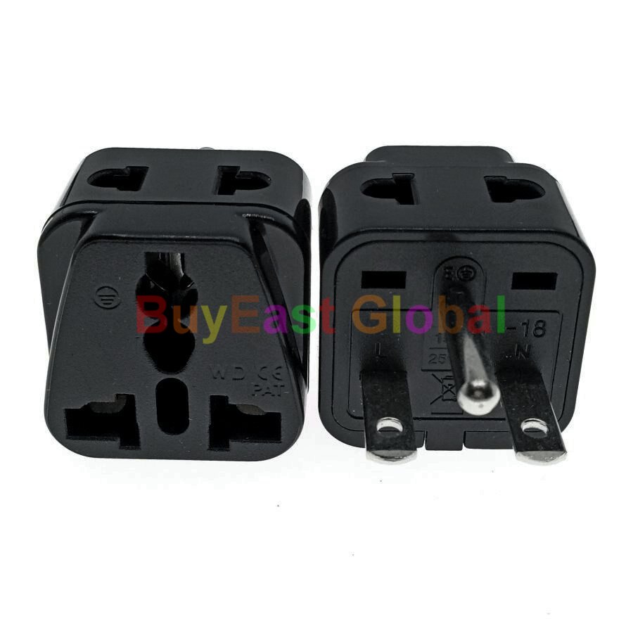 2 IN 1 - US NEMA 6-15P Electrical Plug Adapter 208/220/230/240 Volt Max 10A White / Black