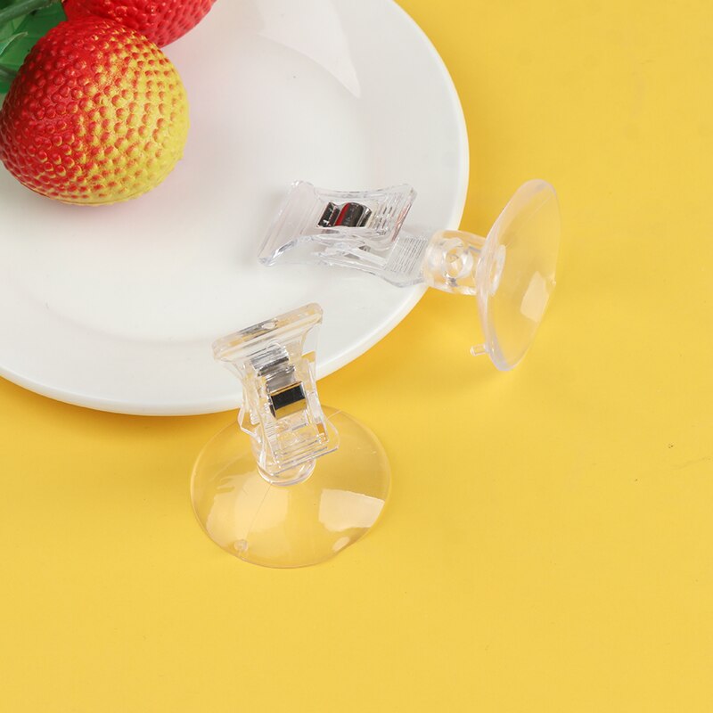 1Pc Clear Plastic Suction Cup Clip Advertising Clip Suction Cup Transparent Clip Office Home Accessories