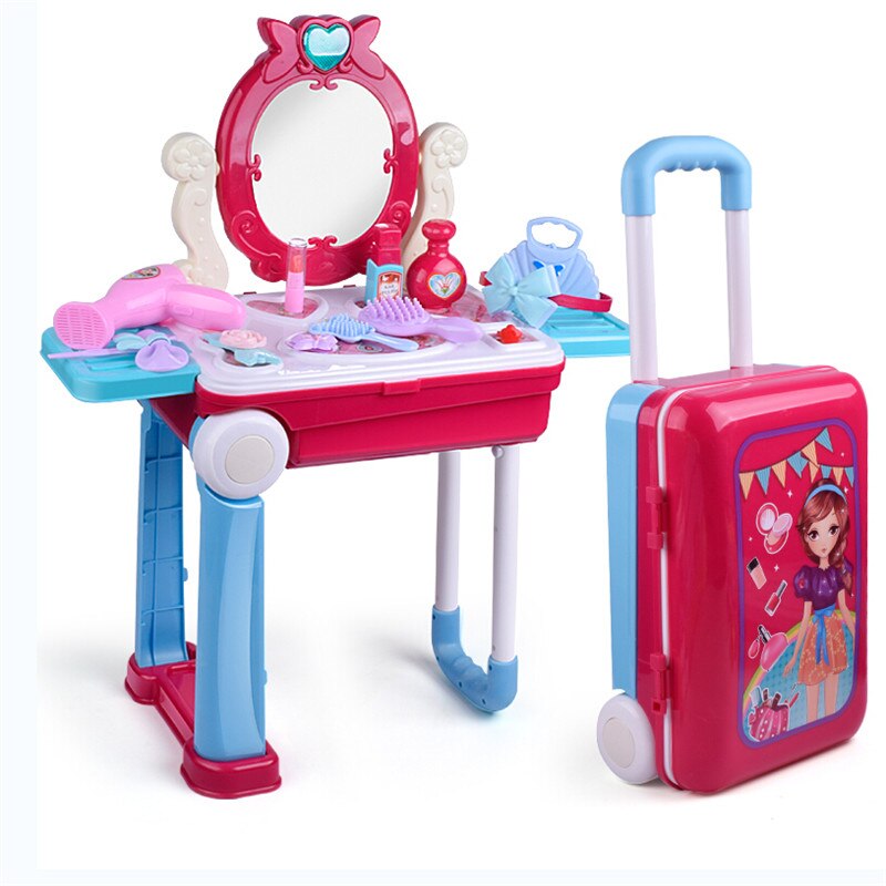 bambino del bambino Dei Bambini carrello Valigia fingere Cucina Giocattolo di Trucco Cassetta Degli Attrezzi Medico Scatola di Immagazzinaggio Gioco di Ruolo impostato di Valigie Giocattolo Regali Di Natale