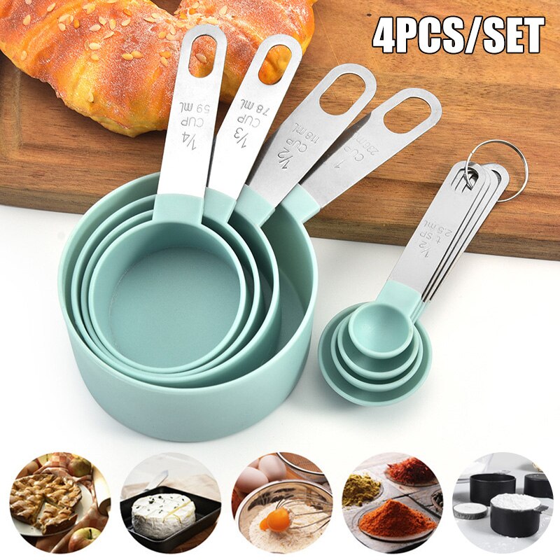 4 Uds cucharas medidoras cuchara de bolas de helado de acero inoxidable taza medidora cocina escamas vaso cocina Teaspoons cocina herramientas de medición de azúcar Set-30