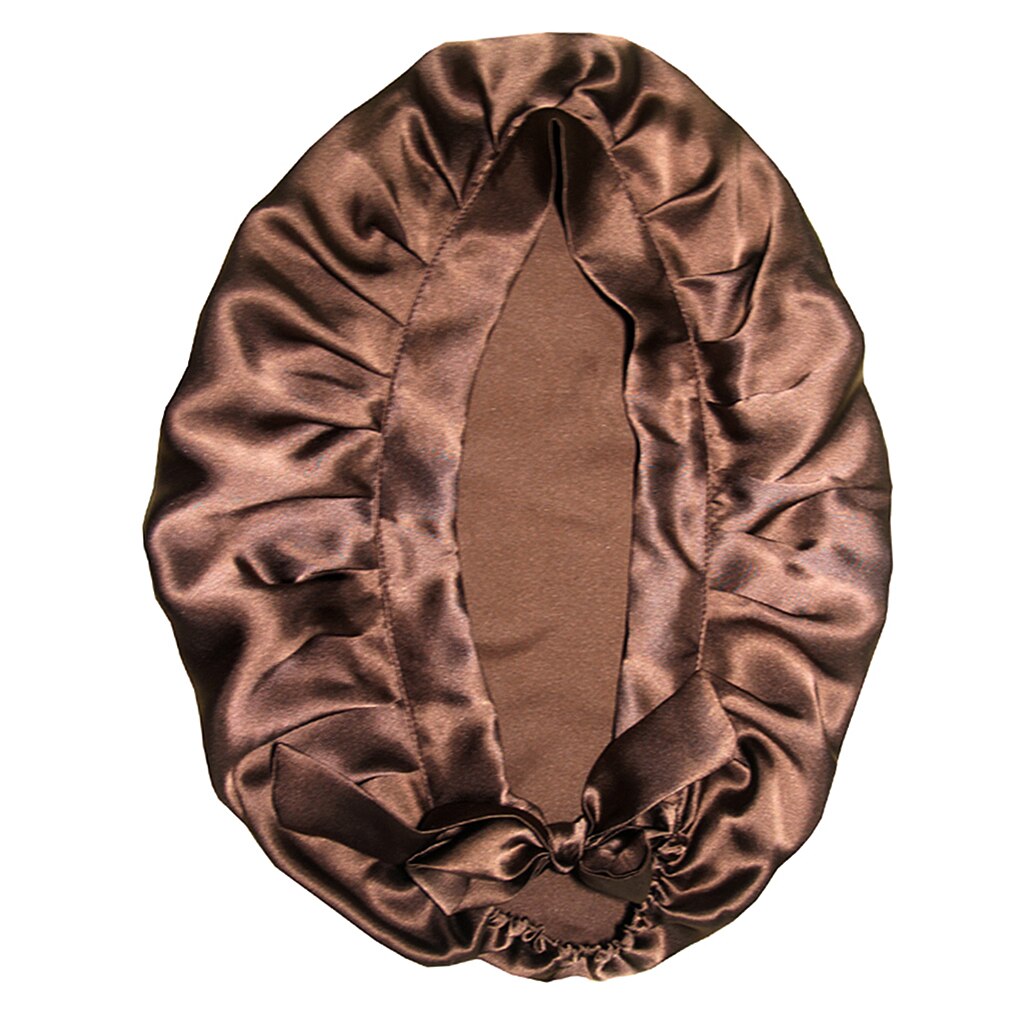 Satin-Duschhaube Für Frauen – Doppelschichtig, Mit Bindeband, Schützt Lockiges & Gefärbtes Haar Beim Waschen & Schlafen