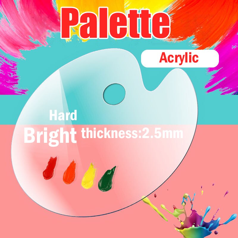 Oval/Square Large/Small 2mm/2.5mm Transparent Acrylic Palette Watercolour Painting Tools Suitable For Paints School Art Supplies
