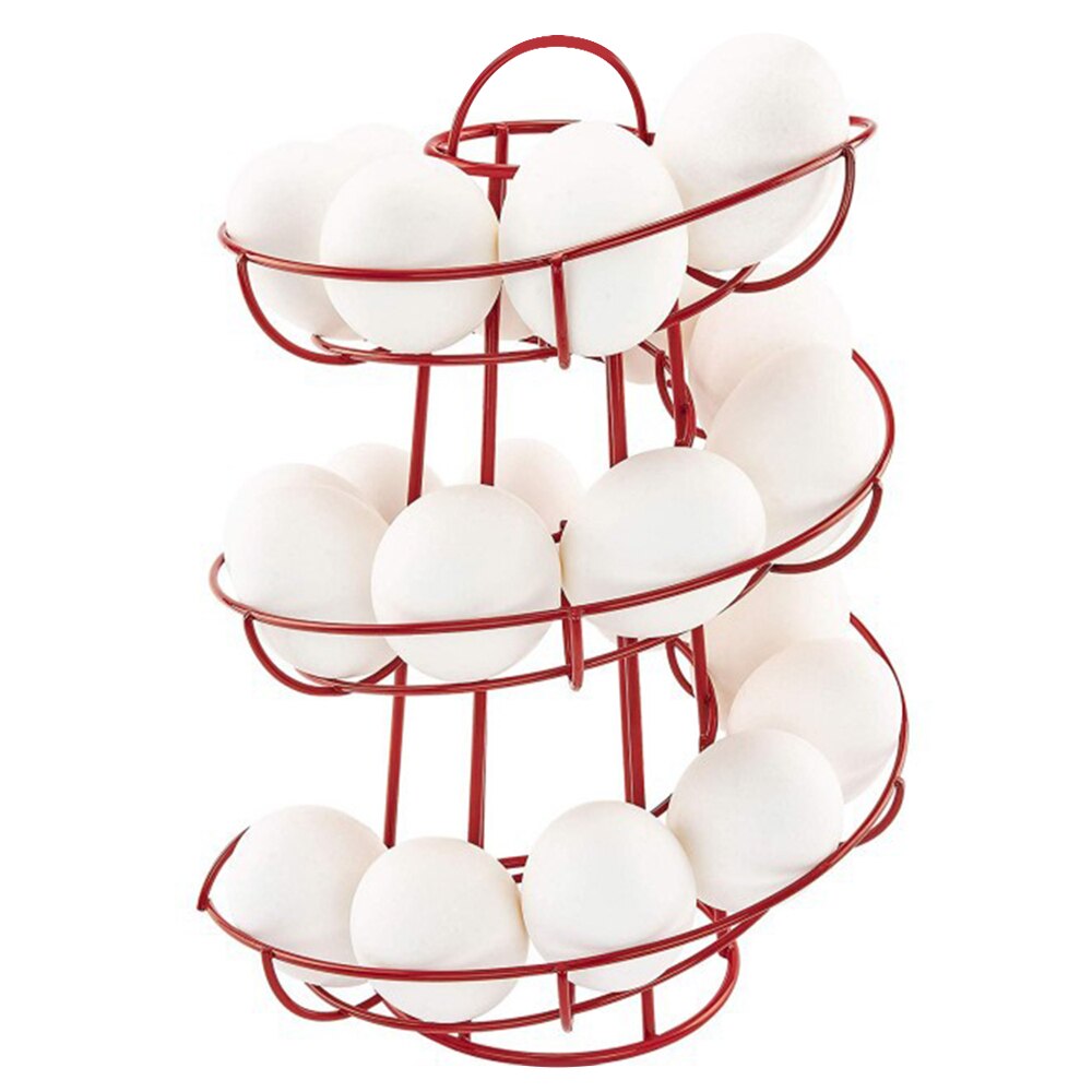 Multi-functional Black Egg Frame Spiral Egg Basket Stainless Steel Art Practical Storage Frame: red