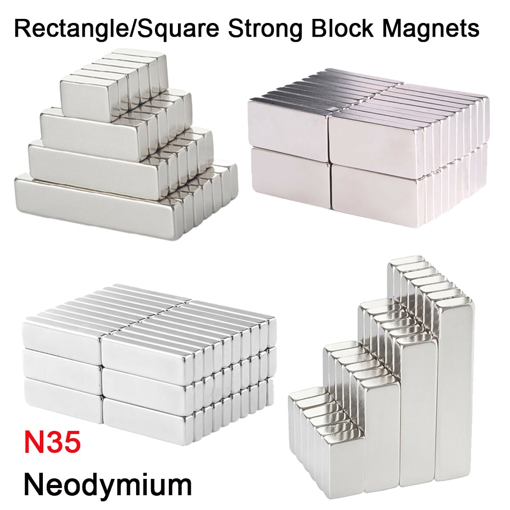 Rechthoekige/Vierkante Magneten 5Mm X 5Mm X 5Mm ~ 20Mm X 20Mm X 3mm Zeldzame Aarde Neodymium Ijzer Borium Permanente Magneet N35