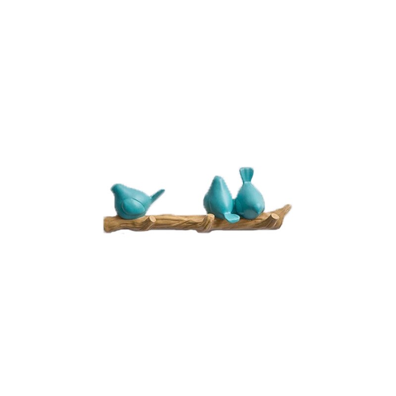 Colgador de pared con pájaros de resina, gancho para colgar llaves, abrigos, toallas, sombreros, bolsos, para sala de estar, cocina, accesorios para el hogar, decoración de paredes: 3 Birds-Blue