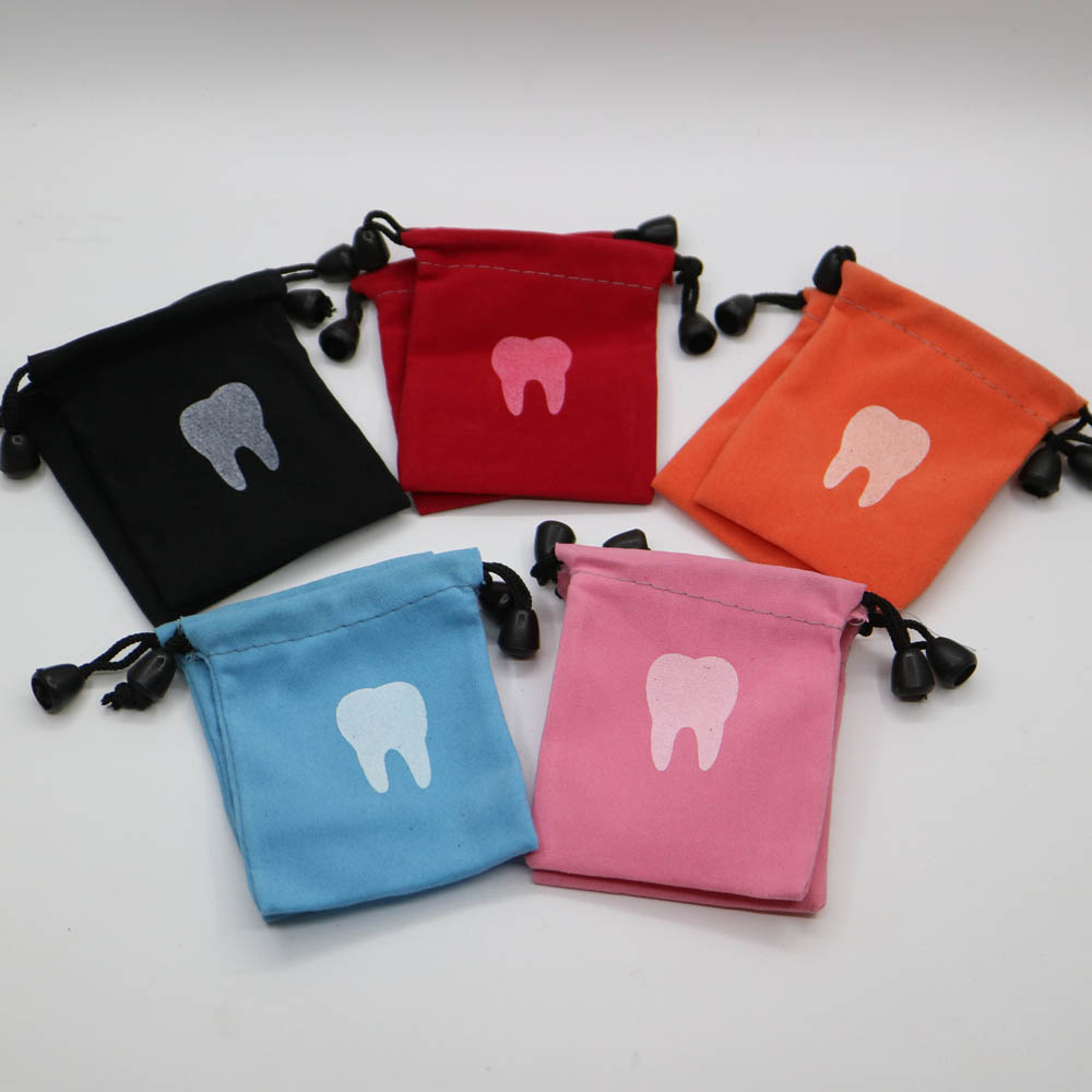 10pcs Dental clinic Deciduous teeth storage bag baby primary teeth case milk teeth bag The tooth fairy bag size 7*9cm