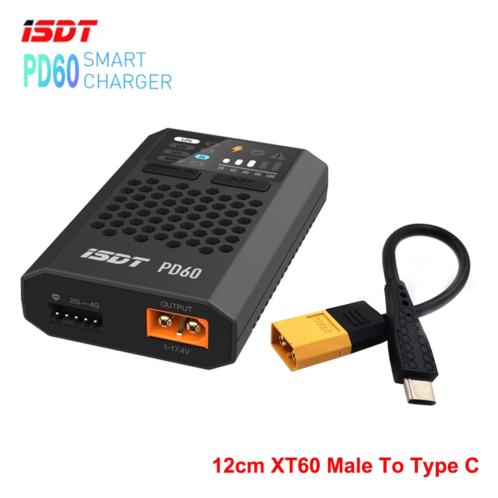 Isdt PD60 60W Lipo Battery Balance Charger Type-C Input Voor Lipo Lihv Leven Nimh/Cd Batterij voor Rc Car Racing Drone