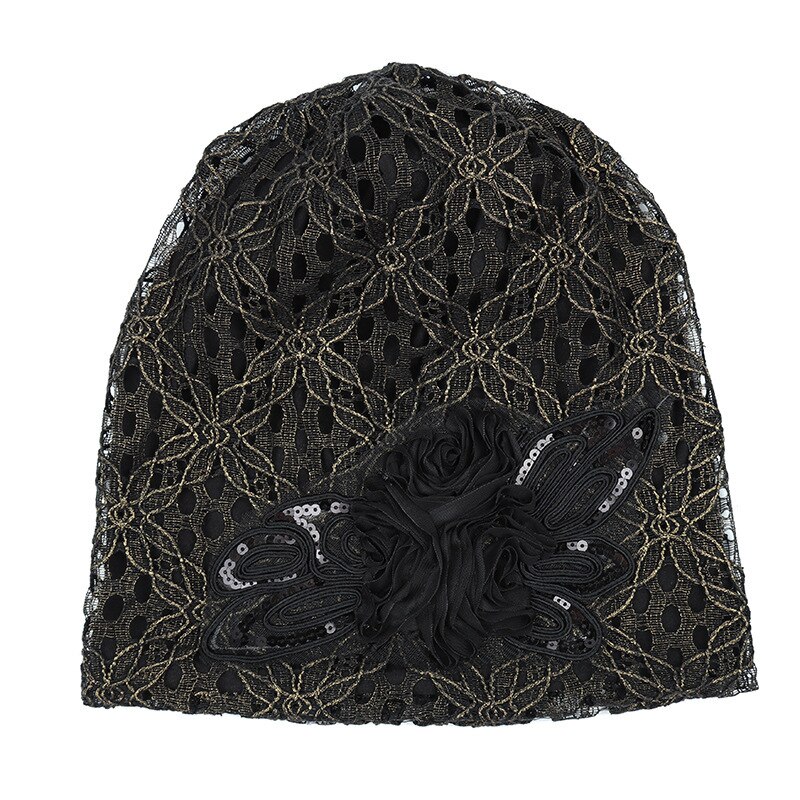 Gorro feminino de renda rendada peluda