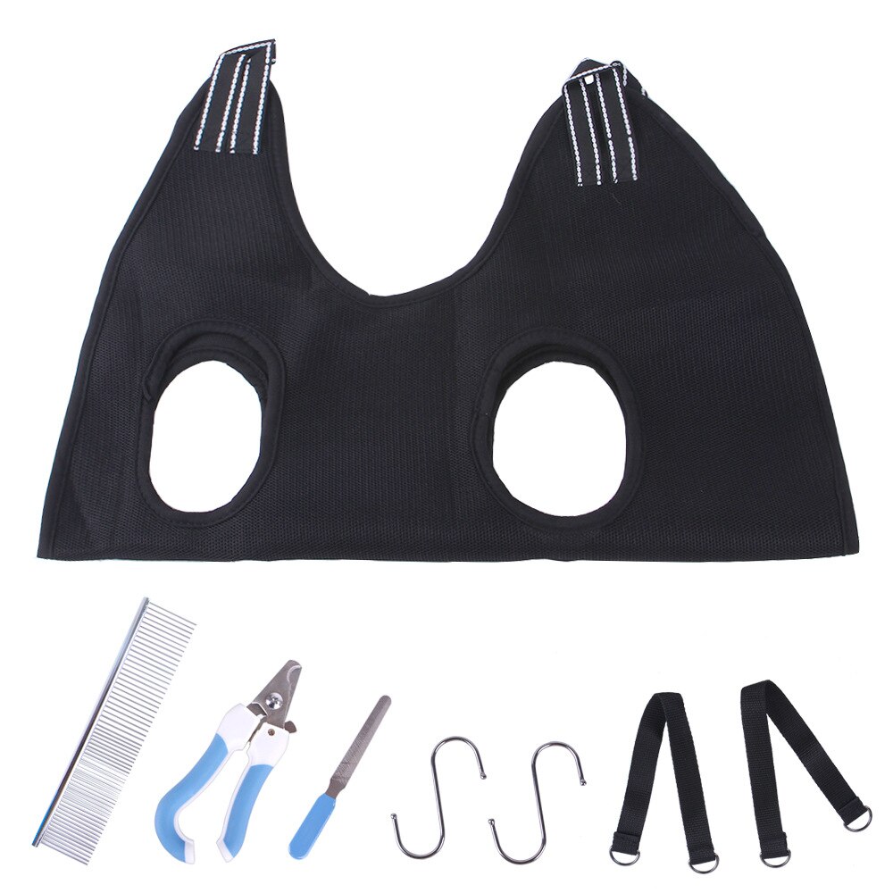 Puppy Dogs Cat Grooming Hammock Harness Dog Hammock Restraint Bag with Nail Clippers/Trimmer Nail File Ear/Eye Care Pet Supplies: Black Set / L